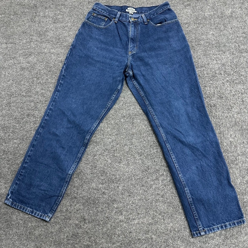 L.L. Bean Jeans Womens Size 10 PET Blue Original Relaxed Cotton Denim HighRise